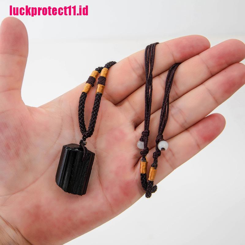 【LUCK】Natural Black Tourmaline Stone Necklace Crystal Black Tourmaline Pendant