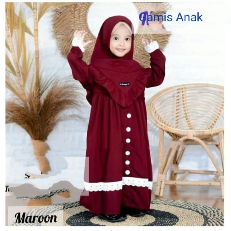 Setelan Baju Muslim Anak Perempuan Gamis Syari Anak Terbaru 1 - 8 Tahun