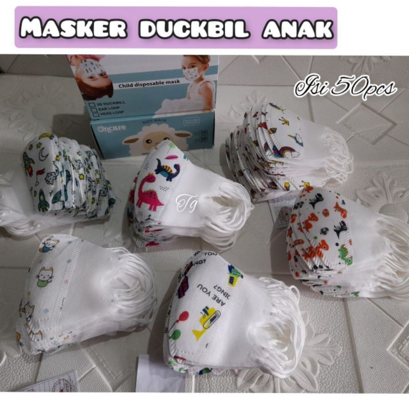 Masker Duckbill Anak isi 50pcs - 1 box 1 motif