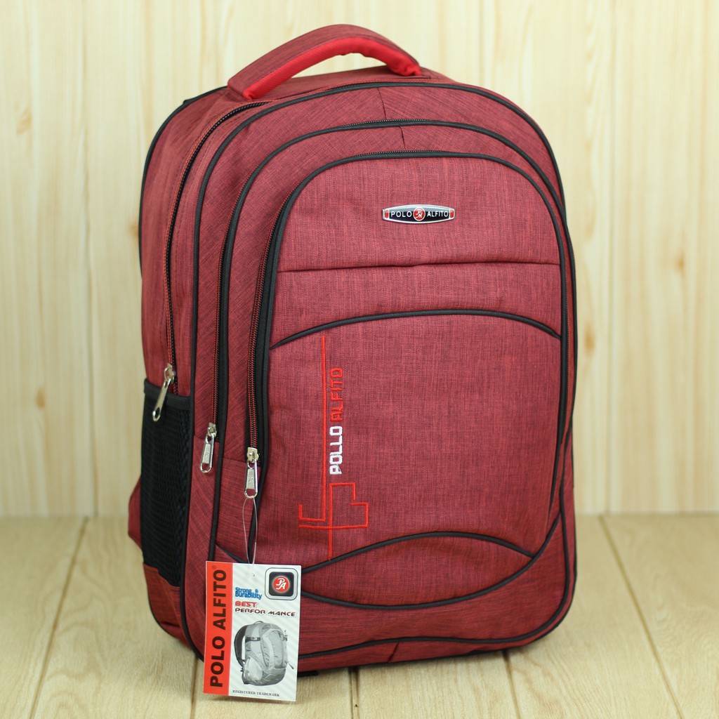 Back Pack Alfito Kotak Merah Tas Ransel Laptop Pria Trendy Berkualitas