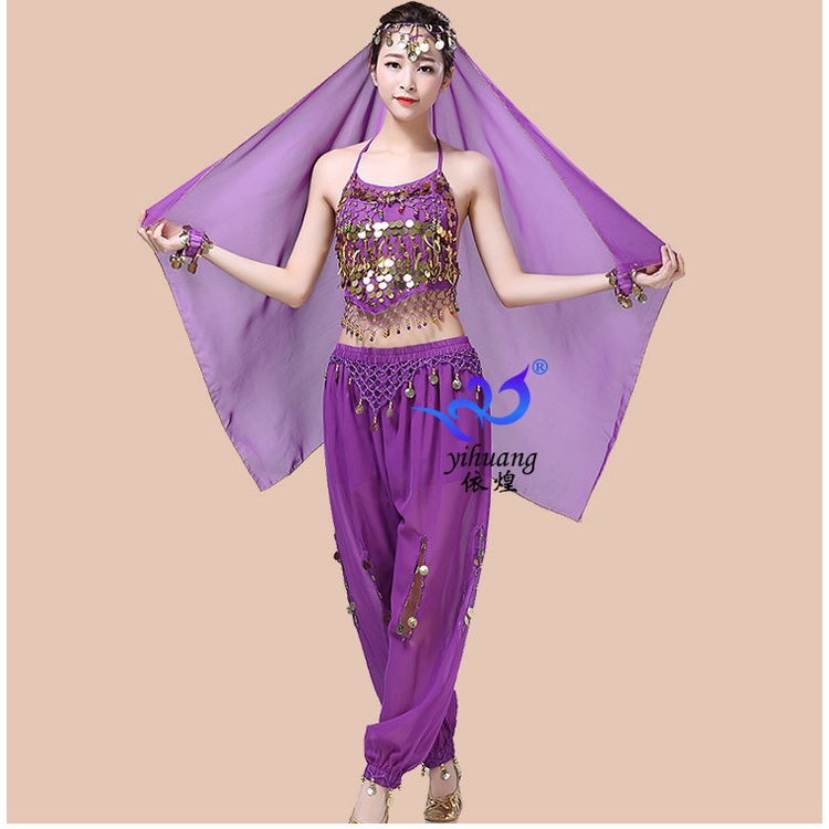 BAJU BELLY DANCE SET DENGAN CELANA ALADIN PAKET BAJU TARI PERUT TANKTOP CHILLI COIN PANTS KOIN