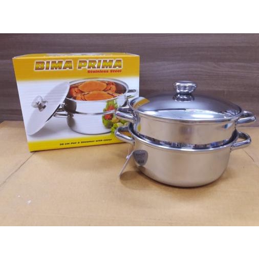 BIMA Panci Stainless steel Prima Pot & Steamer 20cm kukusan + cover