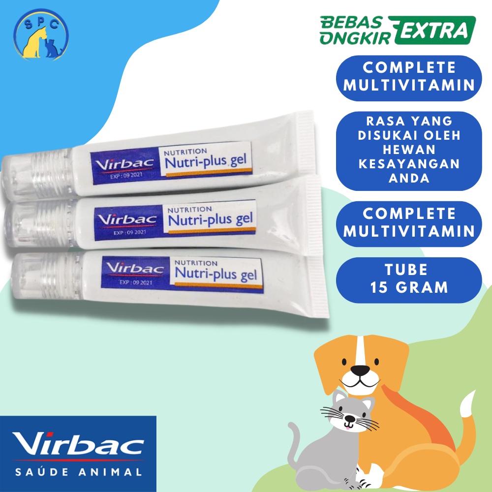 VIRBAC NutriPlus Gel 15 Gram Multivitamin Hewan Anjing Kucing Kelinci Nutri Plus Gel