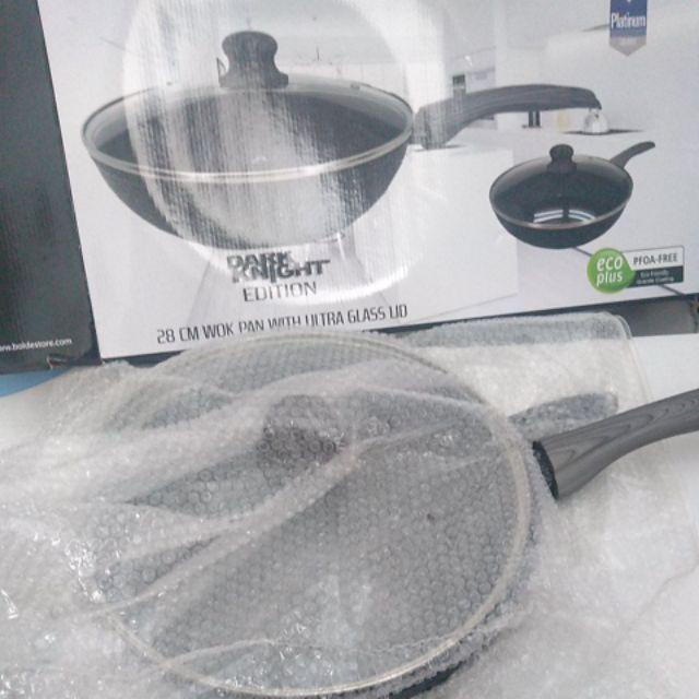 Bolde Wok ( Wajan ) 28 Cm + Glass Lid, Granite Black Dark Knight