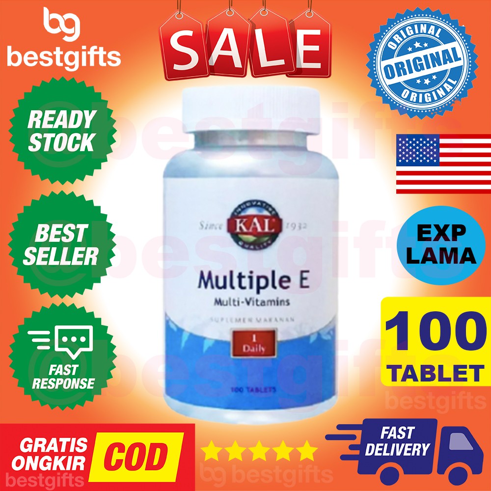 KAL MULTIPLE E MULTIVITAMIN MULTI VITAMIN NUTRISI DAYA TAHAN TUBUH LELAH FISIK PENCERNAAN 100 TABLET