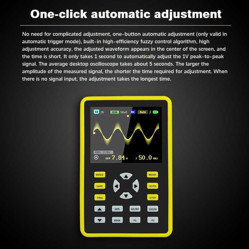 FNIRSI Digital Oscilloscope Handheld Portable 100MHz 500MS/s - 5012H - Yellow