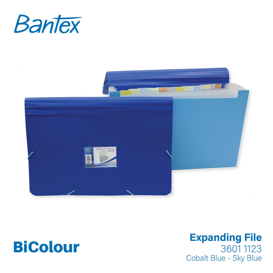 

Bantex BICOLOUR Expanding File Folio 12 Pocket Cobaltblue Skyblue - 3601 1123