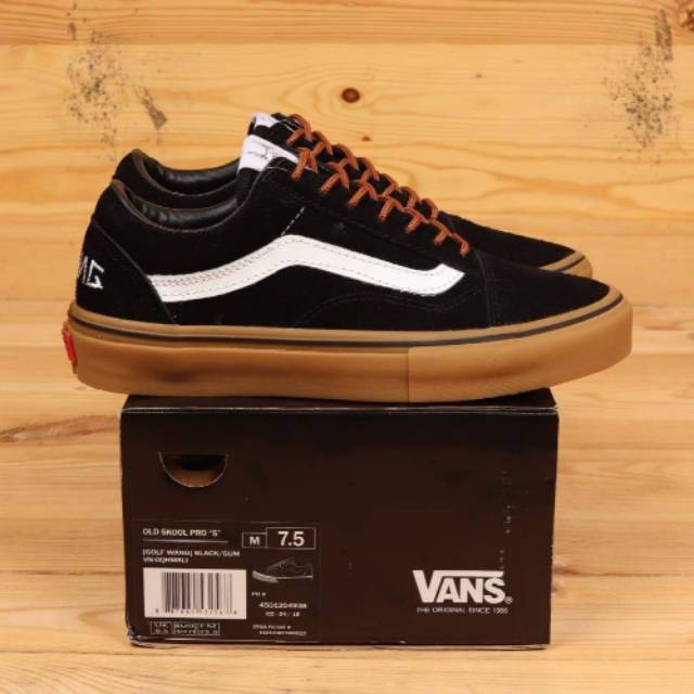 100% Original Premium Sepatu Vans Old Skool Pro "S" Syndicate Golf Wang (Ultracush Insole) Black Gum