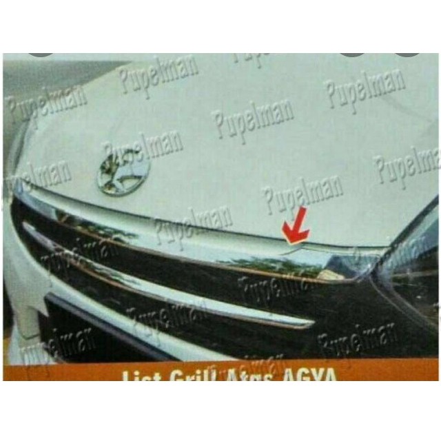 Aksesoris AGYA AYLA Mobil LIST GRILL Bumper Depan Kap Mesin HOOD MOULDING Silver Garnish Front Grill