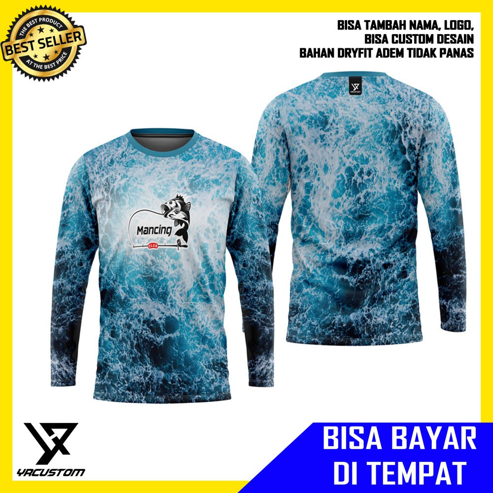 Kaos Mancing Lengan Panjang Pria Jersey Fishing Mancing Mania Custom Full Printing 03 Shopee Indonesia