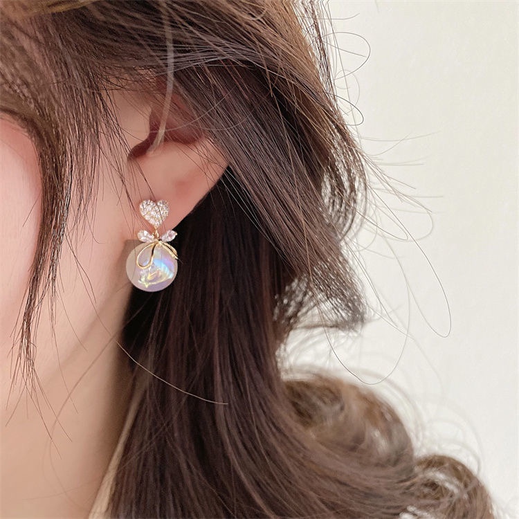 IFYOU Anting Stud Bentuk Hati Aksen Mutiara Gaya Vintage Korea Untuk Wanita