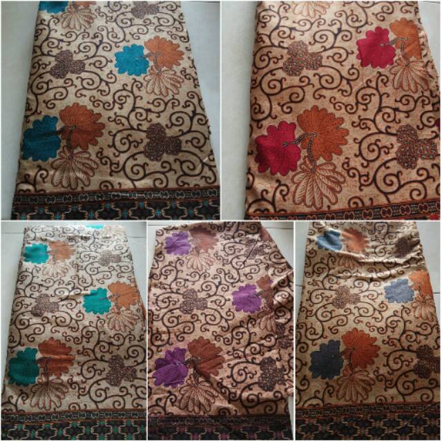 Prsd kain batik printing dan embos murah pekalongan motif daun dasar krem kain bahan baju