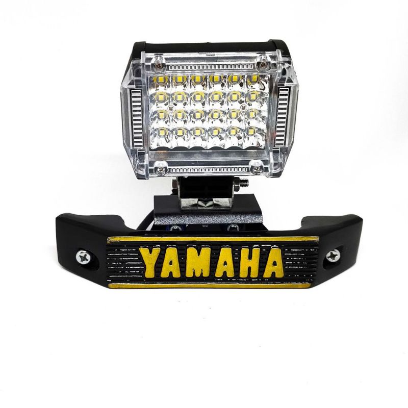 (PAKET)Lampu Depan LED 6,18,24 mata Red + Blue Plus Breket Kumis Motor Yamaha RX - KING RX-Z & RX + Special-4704 +kumis gold