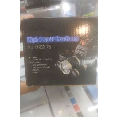 Senter Kepala 3 x cree T6 cahaya putih