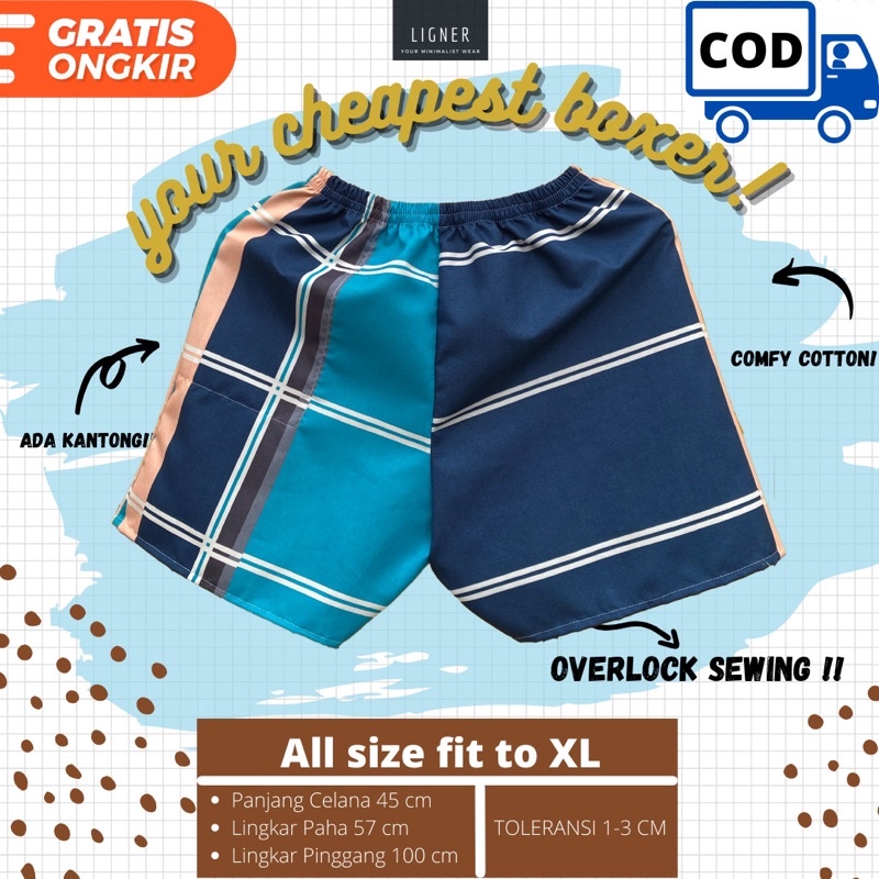 ECER HARGA GROSIR TERMURAH DI SHOPEE CELANA BOXER CELANA PENDEK  PRIA WANITA CELANA KOLOR CELANA KOTAK CEALANA MOTIF-Soft Blue