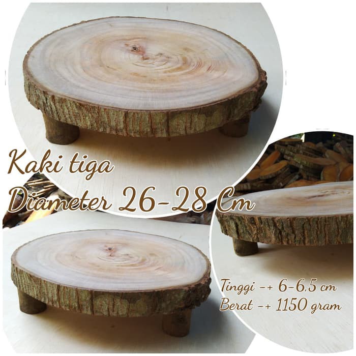 Talenan tatakan kayu kaki tiga 26-28 cm chopping board cake stand