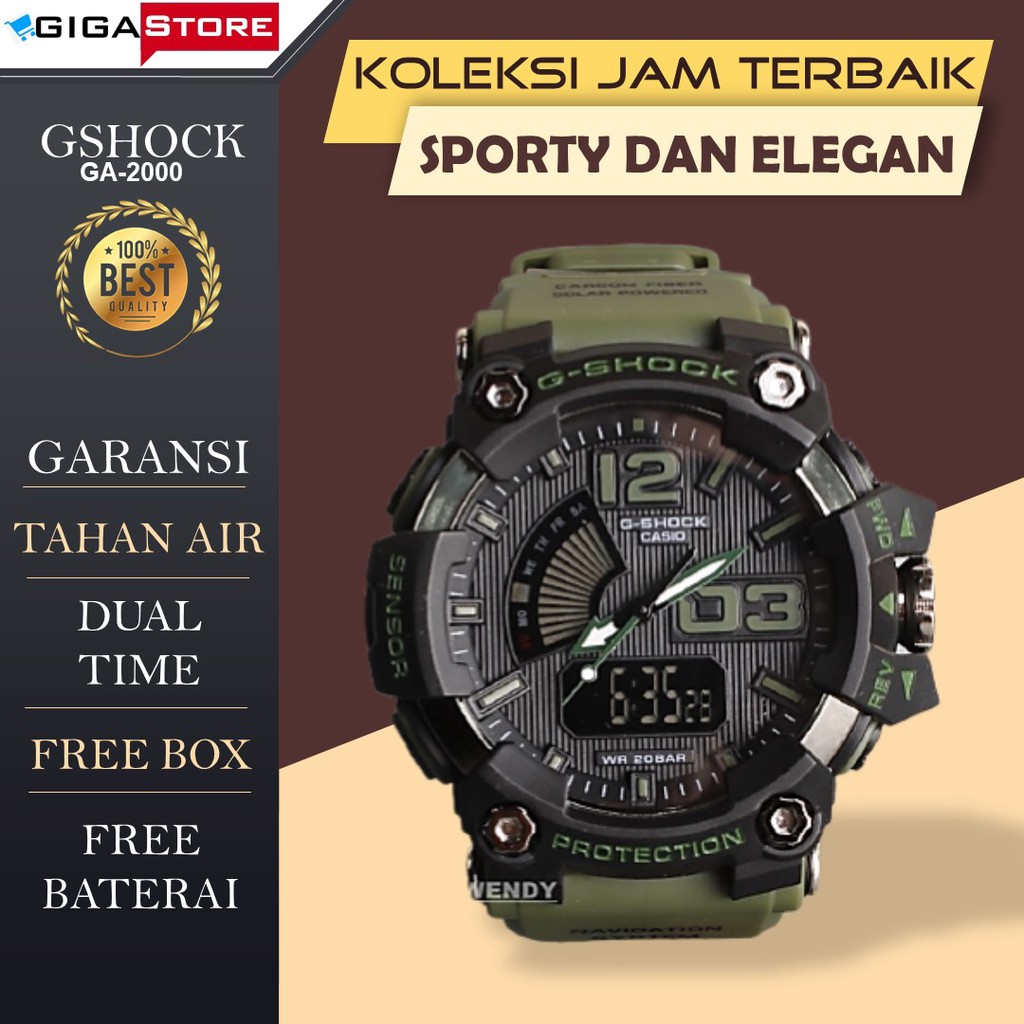 Jam Tangan Pria G Shock Casio Gshock GA 2000 Digital Analog Tahan Anti Air Led Laki Anak Cowo Murah