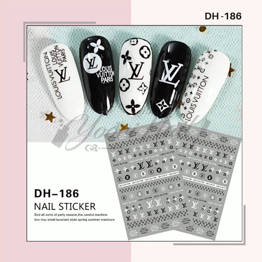 Nail Sticker Logo Brand Stiker LV Gucci Adidas Nike Channel Givenchy Stiker Kuku Brand Ternama