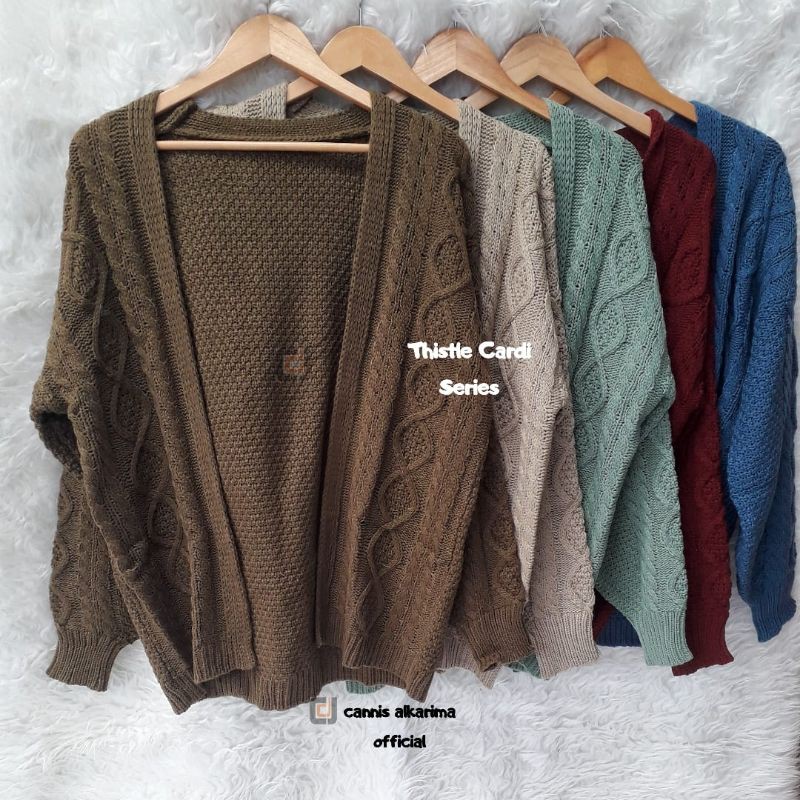 NEW Cardigan Cable Thistle Series Cardigan Rajut Tebal NEW Cardigan Cable Thistle Series Cardigan Rajut Tebal