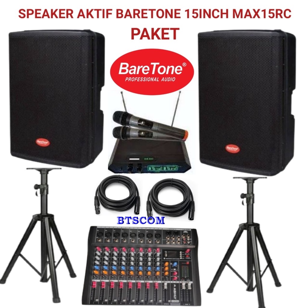 Paket Sound Sistem Baretone Max15rc Max 15 RC Plus Mixer Ashly Original