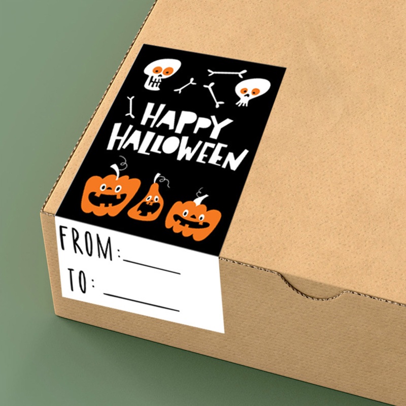 Stiker Label Penyegelan 300 Hitungan Tema Halloween Dengan Perekat Untuk Hadiah