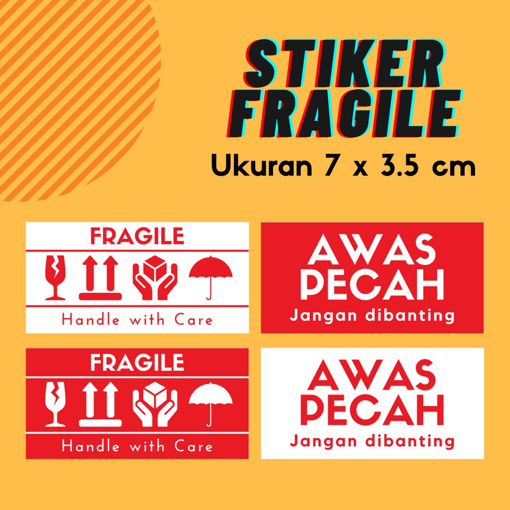 

[7x3.5cm] Stiker Fragile / Stiker Pecah Belah Online Shop Murah Custom