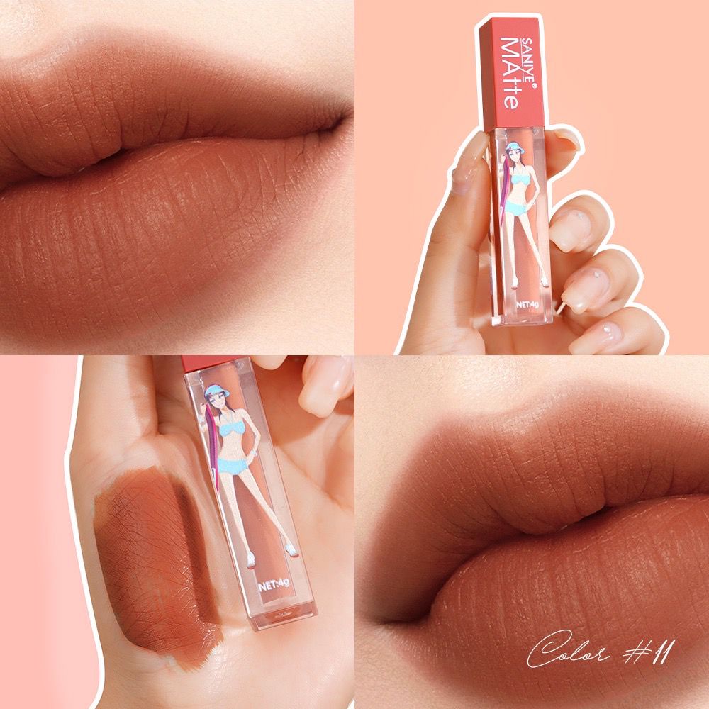 SANIYE L1180 Tahan Air Lipstik Care Profesional Matte Liptint Cepat Kering Tahan Lama