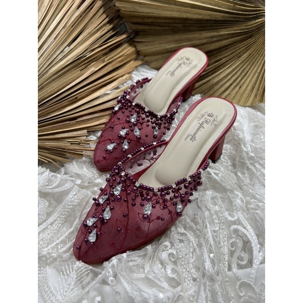 sepatu Rafaizoutfit sepatu sintya merah marron sepatu wedding sepatu cantik tinggi 7cm tahu