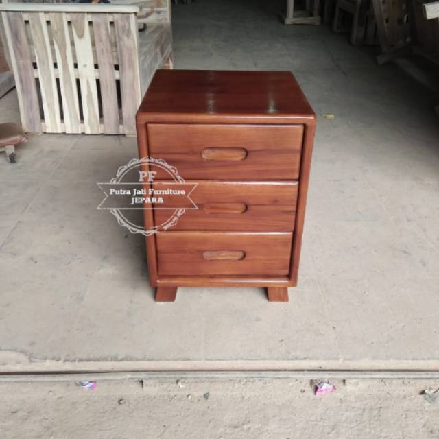 Nakas Laci 3 Drawer - Meja Laci Kecil Kayu Jati - Meja Dispenser Unik