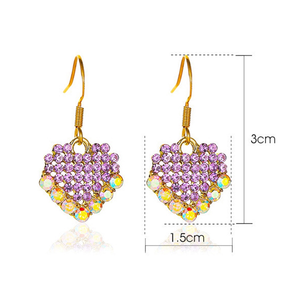 Hu Hu Hu Hu Hu Alat Bantu Pasang Kacamata♡ 1 Pasang Anting Kait Gantung Wanita Desain Hati Hias Berlian Imitasi Warna Warni Untuk Prom / Pesta / Pernikahan