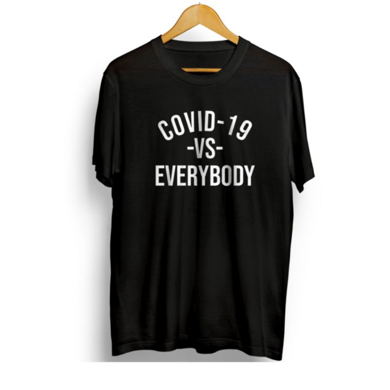 Baju Kaos Pria Distro Original Covid 19 Vs Everybody Keren Premium Branded 100% Kekinian Aesthetic W