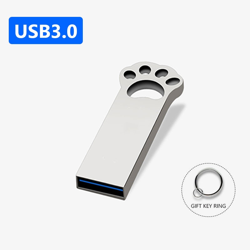 Flash Disk USB 2.0 1TB Bentuk Telapak Kaki Kucing Bahan Metal