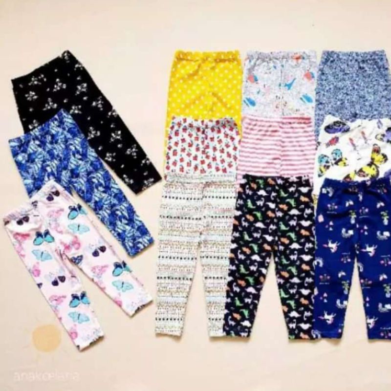 Legging Anak usia 3-4 Tahun//Leging Bahan Nyaman//Pilih Motif Atau Polos/