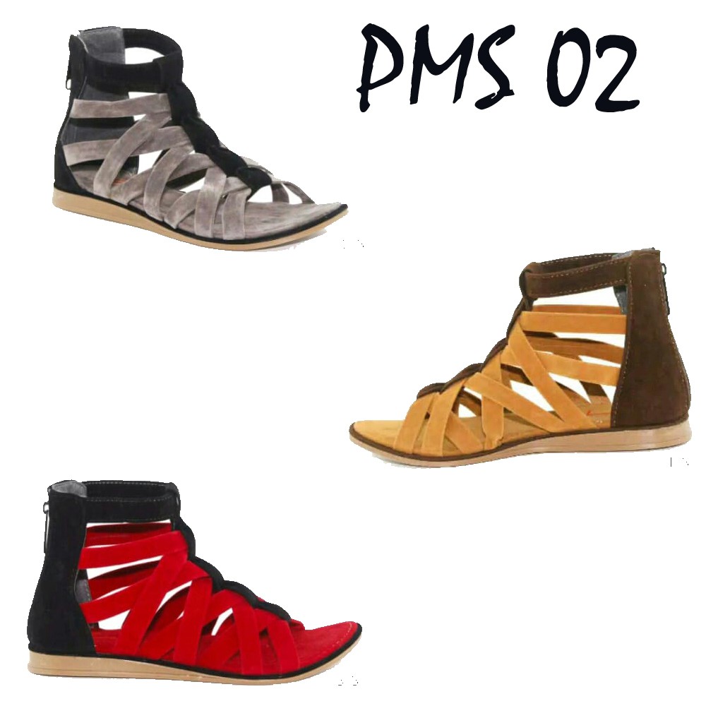 EMYE PMS 02 Sepatu Sandal Gladiator Flat Kombinasi Warna