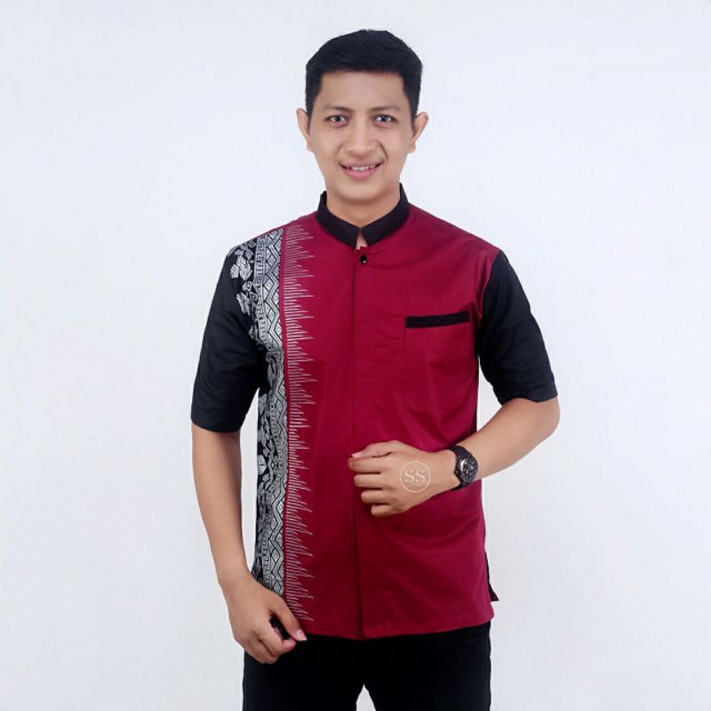 Koko Batik Fashion Muslim Kombinasi C07 AI Hijau M L XL Dewasa