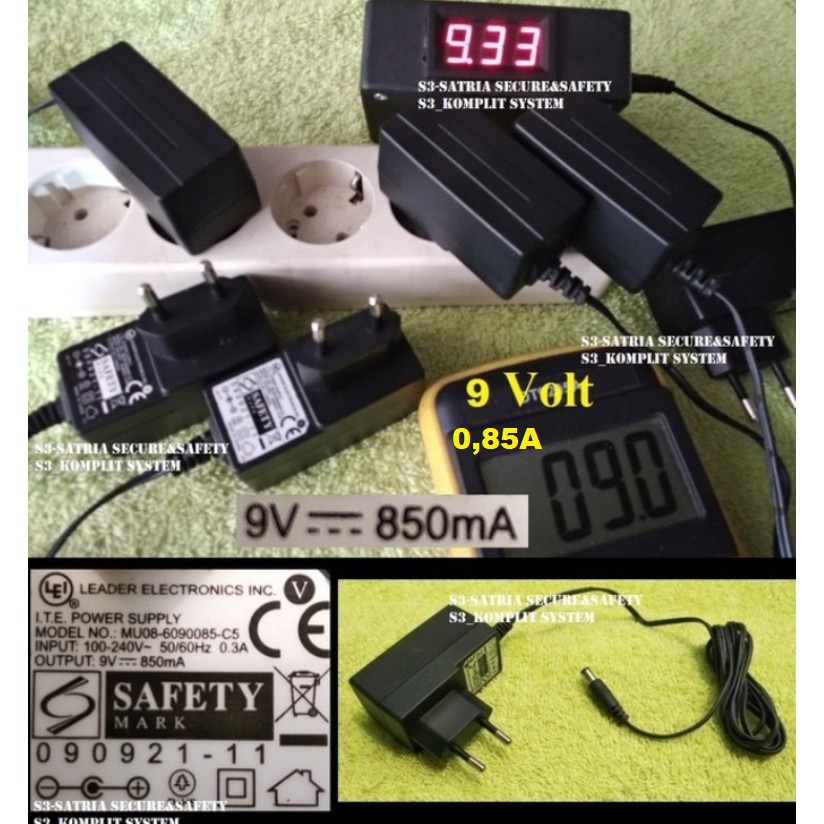 Adaptor 9V 850mA power supply 9 V volt 850 mA dc 9 vol 9Volt 850 mA 0.85A 0,85A 0.85 m A