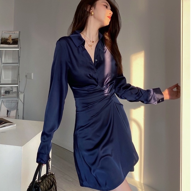 【Moon Blush】Summer Casual  Long Sleeve Shirt Dress  7099