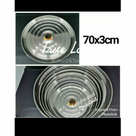nampan bulat stainless steel TEBAL 70CM 100% NON MAGNETIC SS