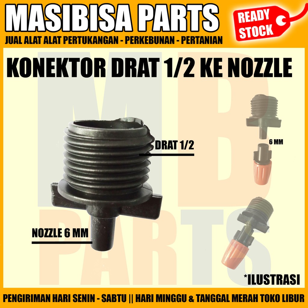 KONEKTOR DRAT 1/2 INCH KE NOZEL 6MM