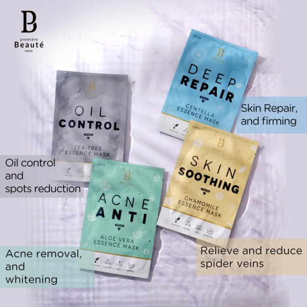 Premiere Beaute Face Sheet Mask - Organik Natural Plant Repair / Masker Wajah Anti Jerawat &amp; Pemutih