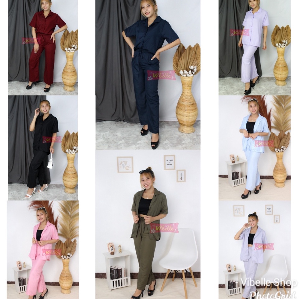 VIBELLE SHOP STELAN PIYAMA CP SET KEMEJA POLOS WANITA HARGA PROMO BAJU TIDUR SUPER MURAH-CP SET ABUTUA