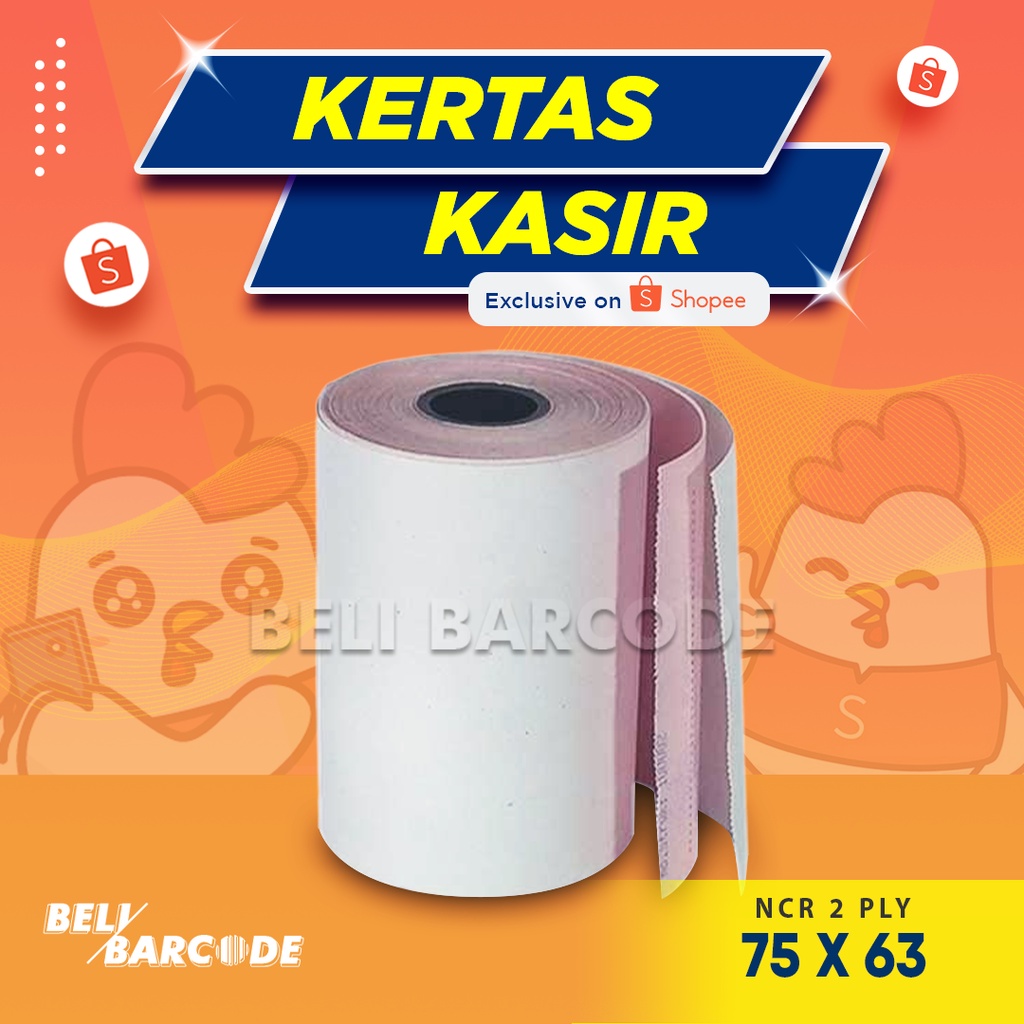 NCR 75 x 63 2 Ply Kertas Thermal Struk Kasir Rangkap Dua Cetak Printer TMU 220 Dot Matrix