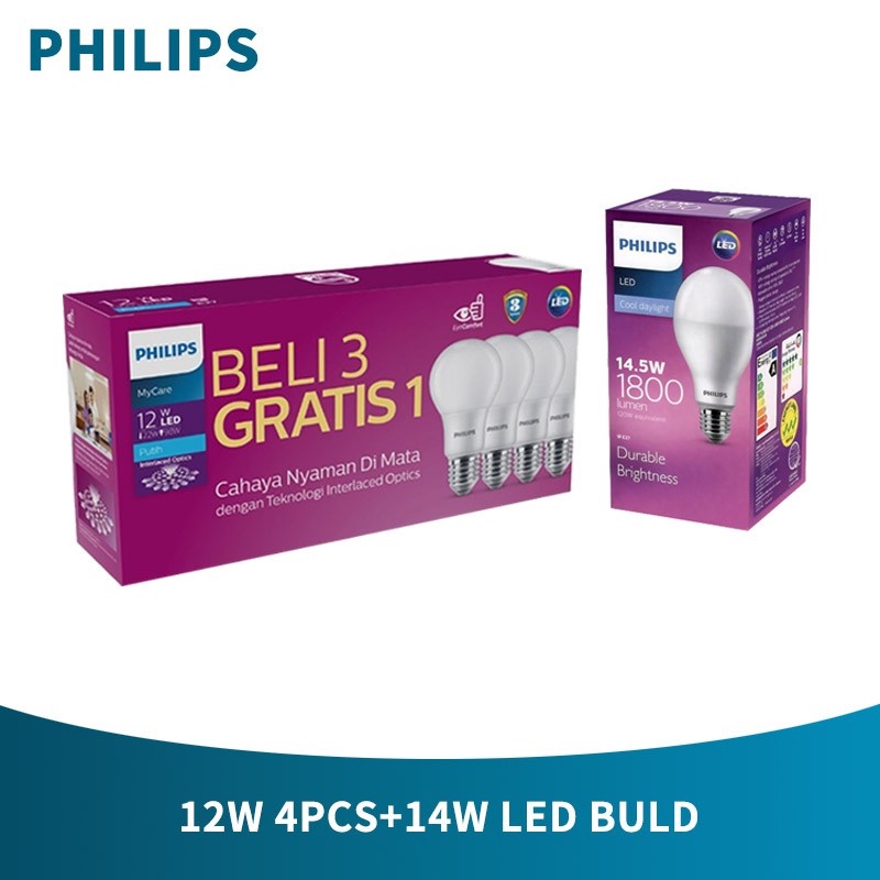 Philips MyCare LedBulb 12W 6500K 4 Pcs +14.5W 8000K MultiPack