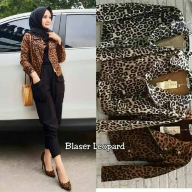 Blazer jaket leopard macan