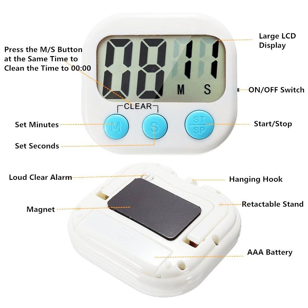 TIMER DAPUR - Digital Kitchen Alarm - Stop Watch Cute Masak Roti Kue With Magnet &amp; Stand