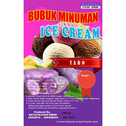 

Bubuk Hard Soft Ice Cream 1KG Rasa Taro / Bubuk Es Krim / Bubuk Ice Cream Murah / Bubuk Soft Ice Cream / Bubuk Hard Ice Cream / Bahan Ice Cream /Bubuk Es Cream / Bubuk Es Krim / Tepung Es Krim / Bubuk Ice Cream Cone / Bubuk Ice Cream Premium