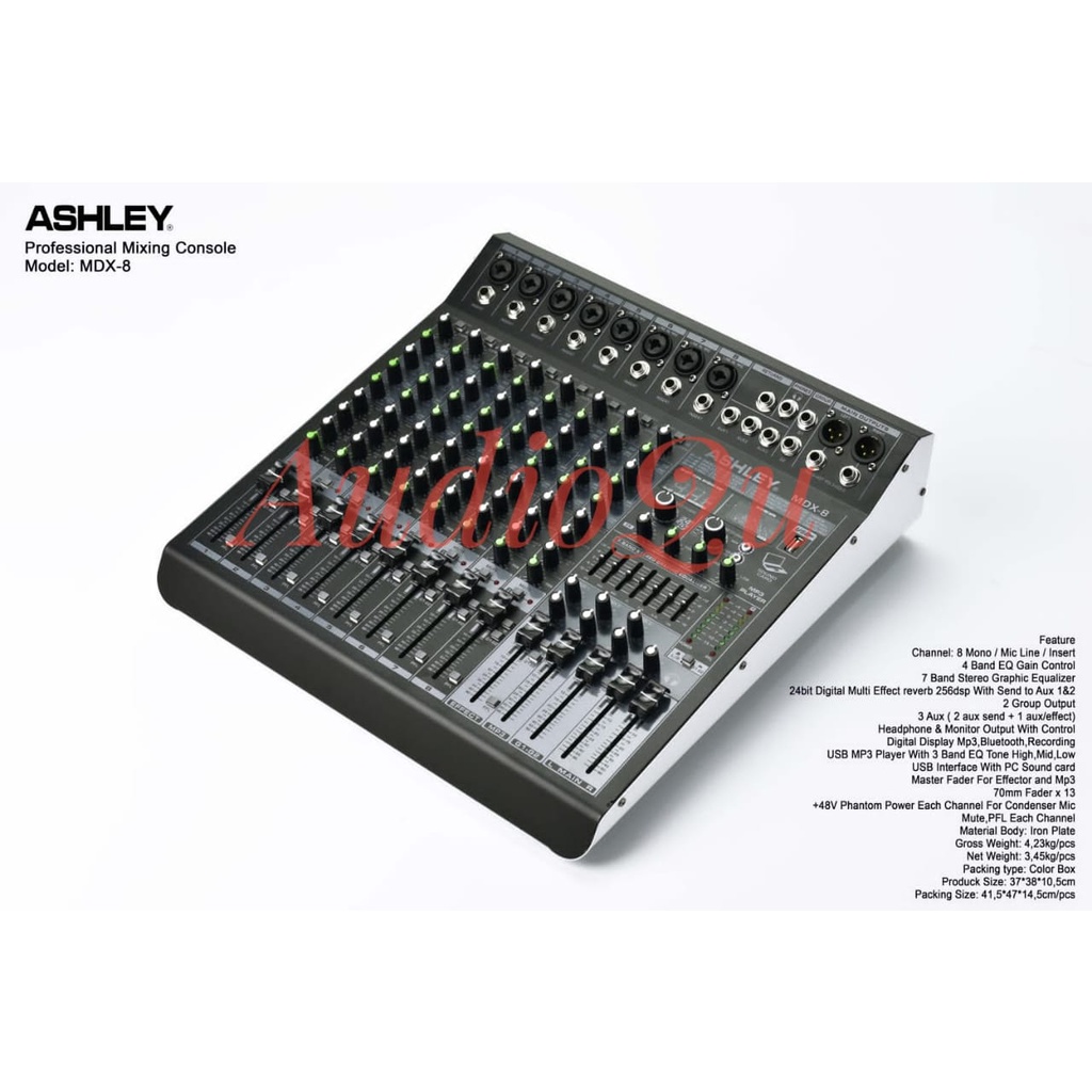 NEW MODEL MIXER AUDIO ASHLEY MDX8 / MDX 8 8CH USB - BT ORIGINAL