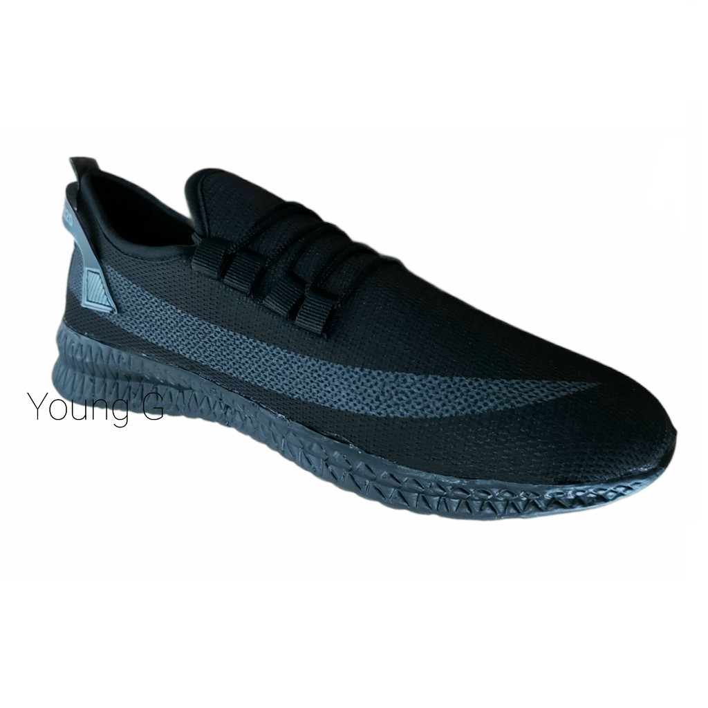 Sepatu Pria / Wanita Full Hitam - New Design - Sepatu Sneakers Sport Olahraga Jogging Full Black