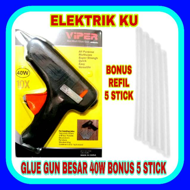 

HOT MEALT GLUE GUN PISTOL LEM BAKAR TEMBAKAN LEM BESAR 40W BONUS STICK BERKUALITAS CEPAT MELELEHKAN