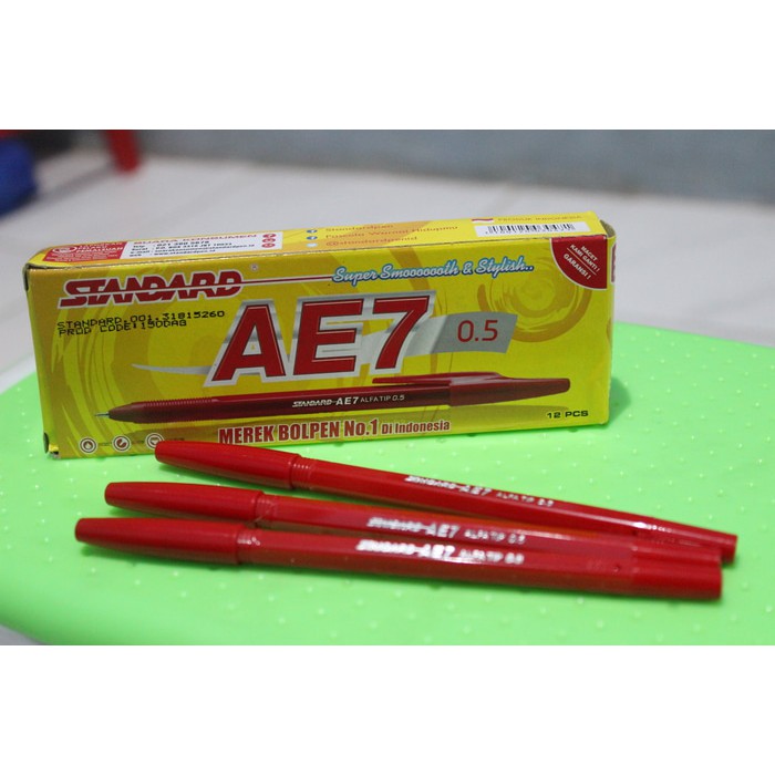 pulpen pena pul pen standart standar ae7 zycron ball RED MERAH